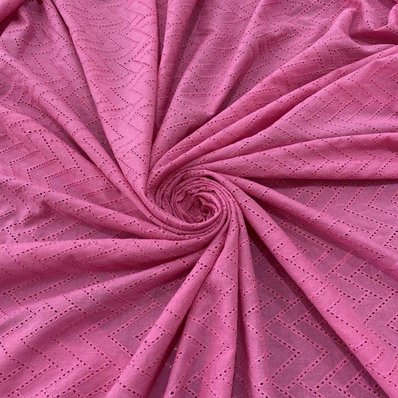Tecido Laise de algodão Bordada Rosa Chiclete • Luema Tecidos