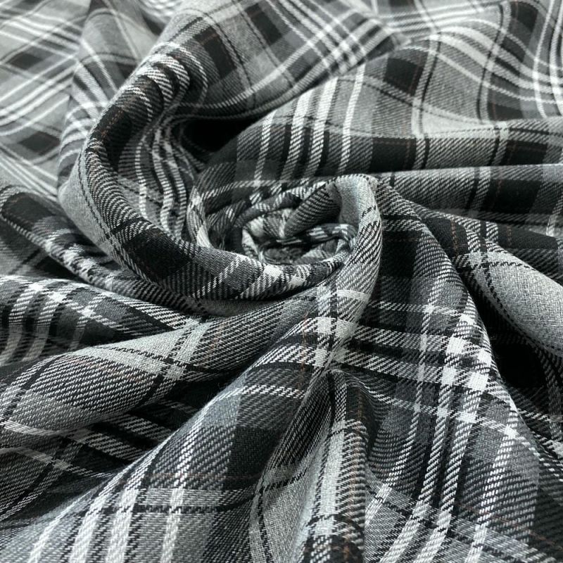 Tecido Flanela Xadrez Médio Preto Branco e Cinza • Luema Tecidos