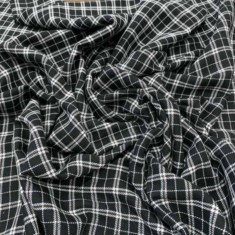 Tecido Flanela Xadrez Preto Branco e Fio Marrom • Luema Tecidos Tecido Flanela Xadrez Preto Branco e Fio Marrom • Luema Tecidos