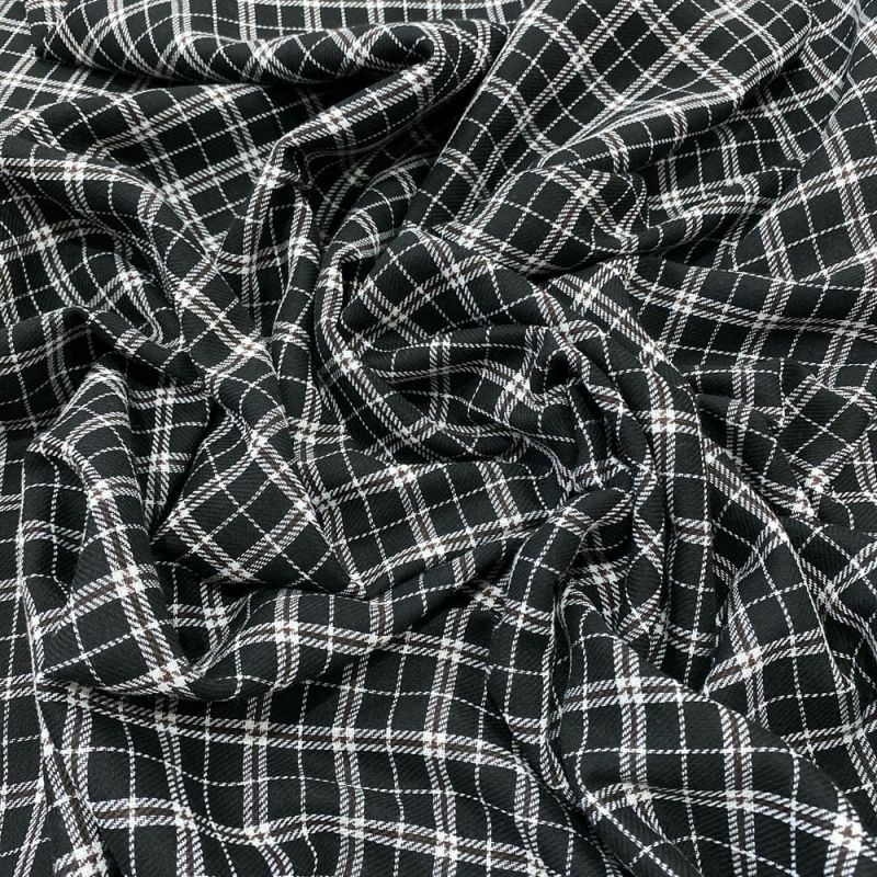 Tecido Flanela Xadrez Preto Branco e Fio Marrom • Luema Tecidos Tecido Flanela Xadrez Preto Branco e Fio Marrom • Luema Tecidos
