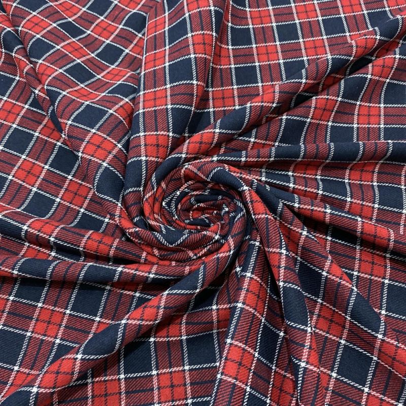 Tecido Flanela Xadrez Vermelho e Azul Marinho • Luema Tecidos