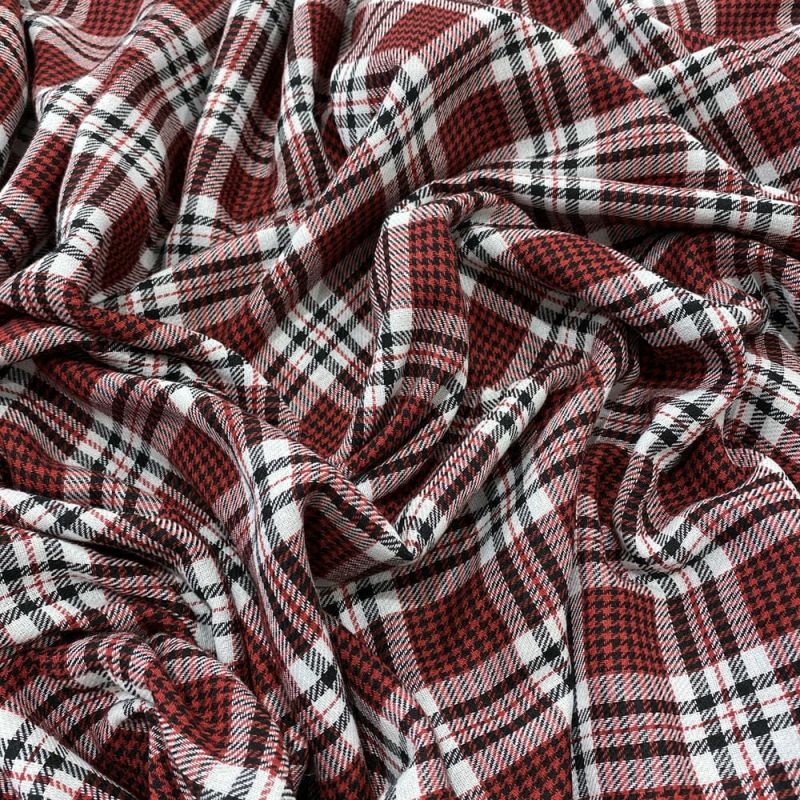 Tecido Flanela Xadrez Vermelho Branco e Preto • Luema Tecidos