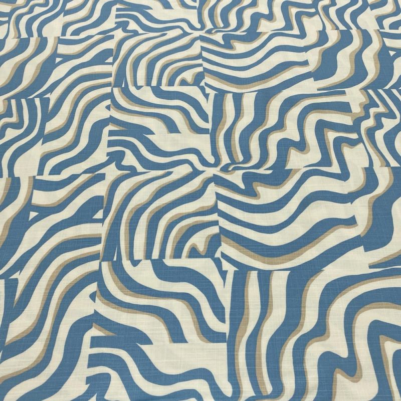 Tecido Viscolinho Estampado Quadros Listrado Azul • Luema Tecidos