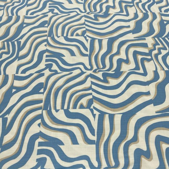 Tecido Viscolinho Estampado Quadros Listrado Azul • Luema Tecidos