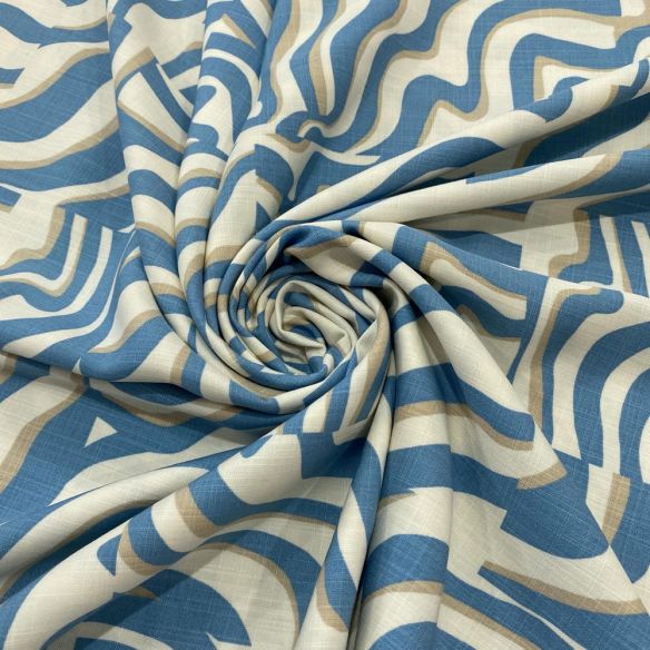 Tecido Viscolinho Estampado Quadros Listrado Azul • Luema Tecidos