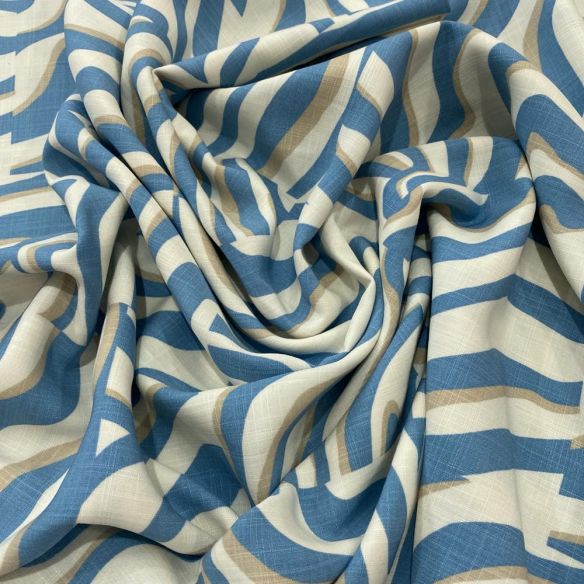 Tecido Viscolinho Estampado Quadros Listrado Azul • Luema Tecidos