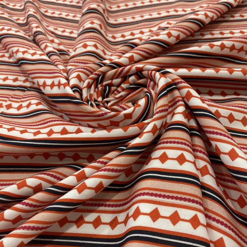 Tecido Viscose Listrado Vermelho e Preto • Luema Tecidos