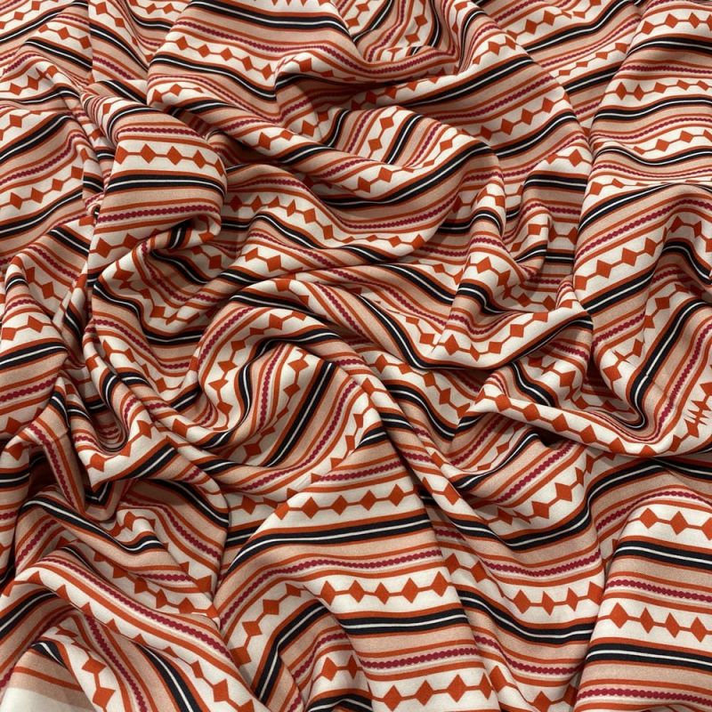 Tecido Viscose Listrado Vermelho e Preto • Luema Tecidos