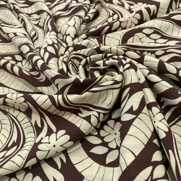 Tecido Viscose Estampada Paisley Bege • Luema Tecidos