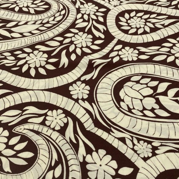 Tecido Viscose Estampada Paisley Bege • Luema Tecidos