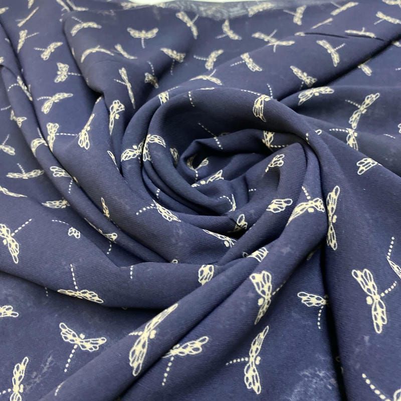 Tecido Musseline Estampado Libélulas • Luema Tecidos