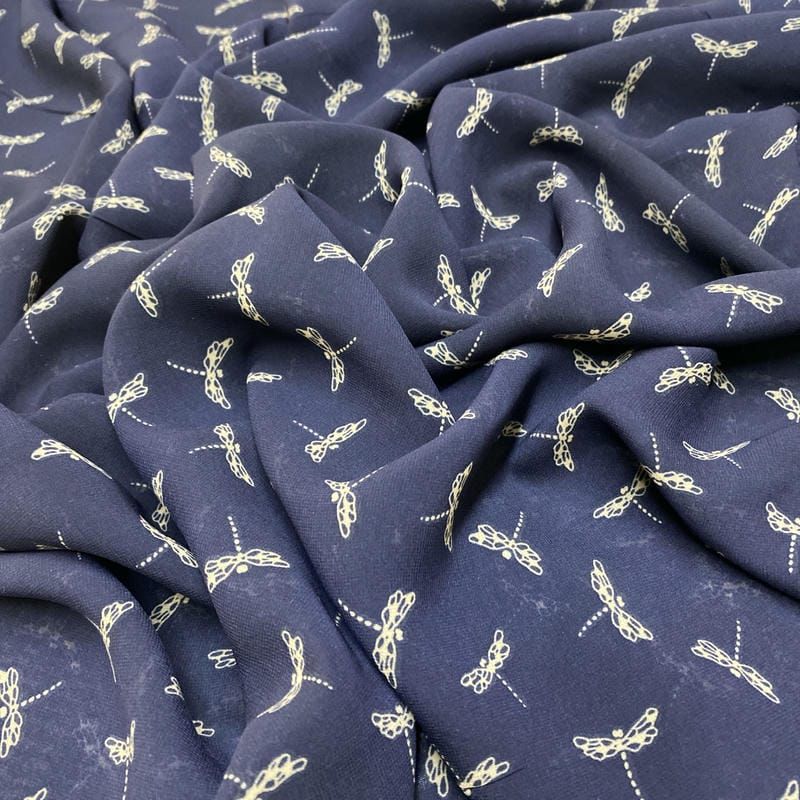 Tecido Musseline Estampado Libélulas • Luema Tecidos