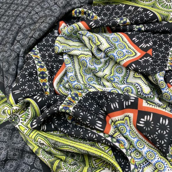 Tecido Musseline Estampado Quadros • Luema Tecidos