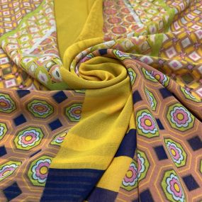Tecido Musseline Estampado Quadros Amarelo Tecido Musseline Estampado Quadros Amarelo • Luema Tecidos 2
