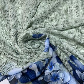 Tecido Musseline Estampado Barrado Azul e Cinza Tecido Musseline Estampado Barrado Azul e Cinza • Luema Tecidos