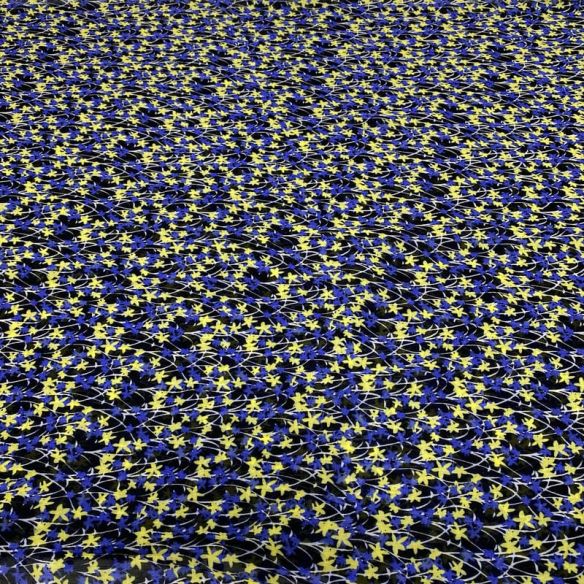 Tecido Musseline Estampado Micro Floral Azul • Luema Tecidos