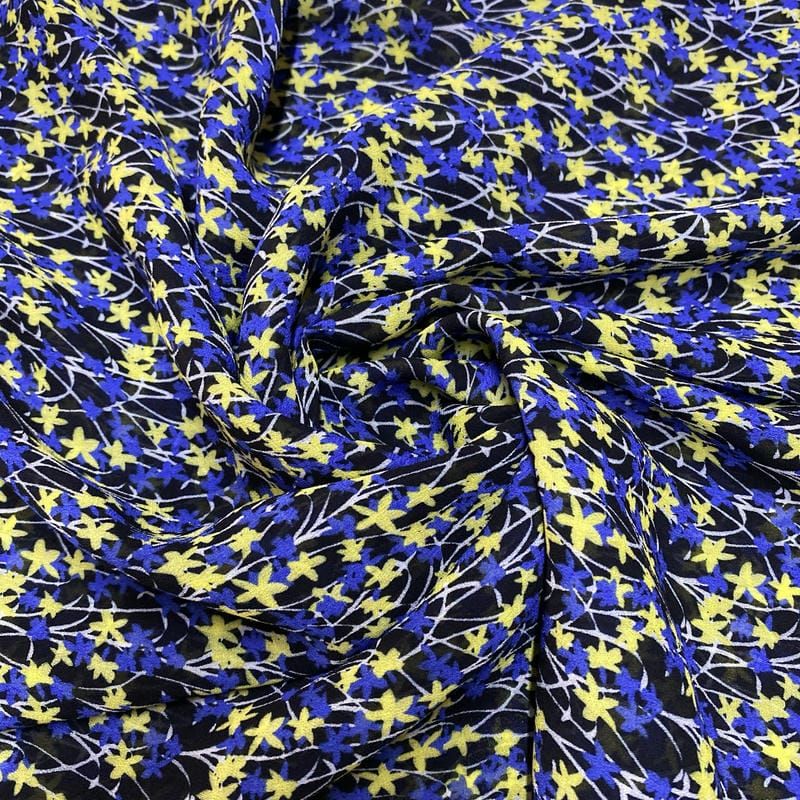 Tecido Musseline Estampado Micro Floral Azul