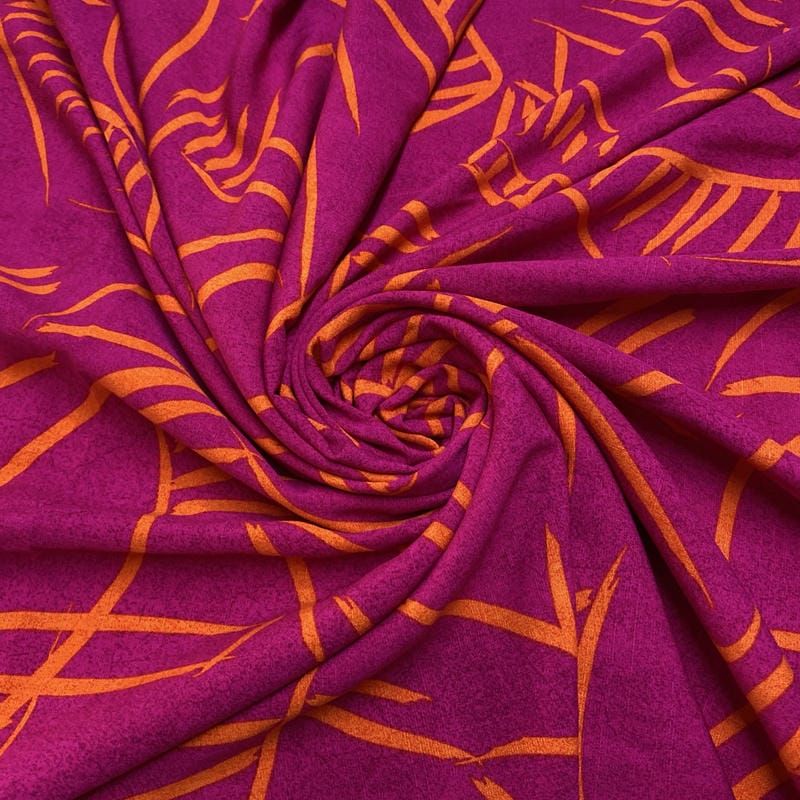 Tecido Viscolinho Estampado Swirls Fundo Pink • Luema Tecidos