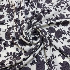 Tecido Viscose Estampado Floral Cinza Tecido Viscose Estampado Floral Cinza • Luema Tecidos