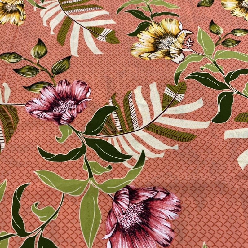 Tecido Viscose Estampado Folhagens e Flores • Luema Tecidos