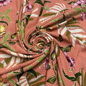 Tecido Viscose Estampado Folhagens e Flores Tecido Viscose Estampado Folhagens e Flores • Luema Tecidos