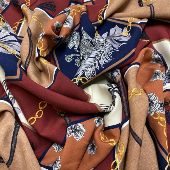 Tecido Viscose Estampada Quadros Coloridos Chain Print 2 • Luema Tecidos