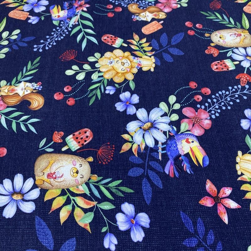 Tecido Viscose Estampada Happy Animals • Luema Tecidos