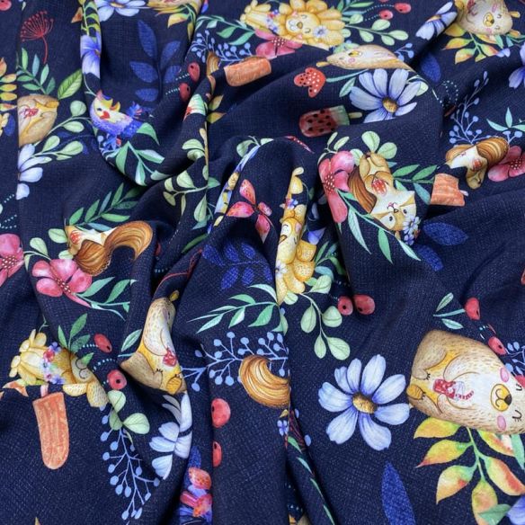 Tecido Viscose Estampada Happy Animals • Luema Tecidos