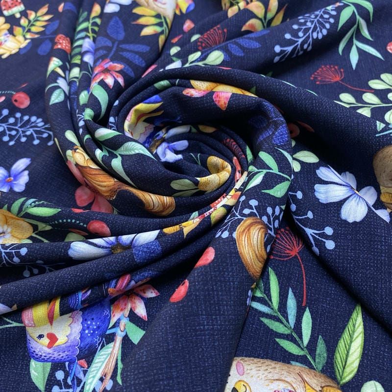 Tecido Viscose Estampada Happy Animals • Luema Tecidos