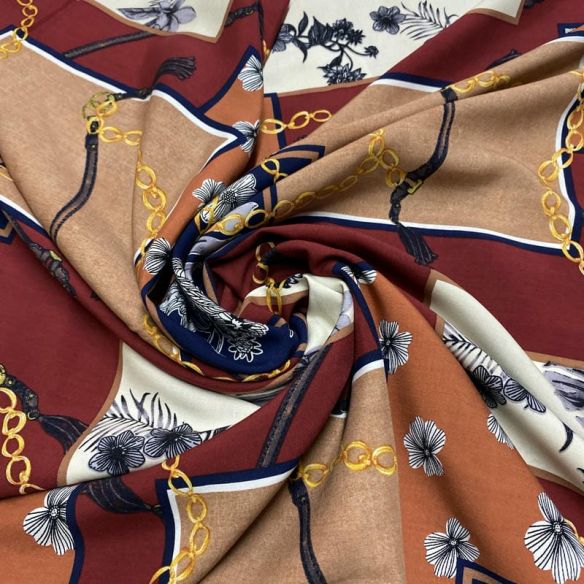 Tecido Viscose Estampada Quadros Coloridos Chain Print 2 • Luema Tecidos