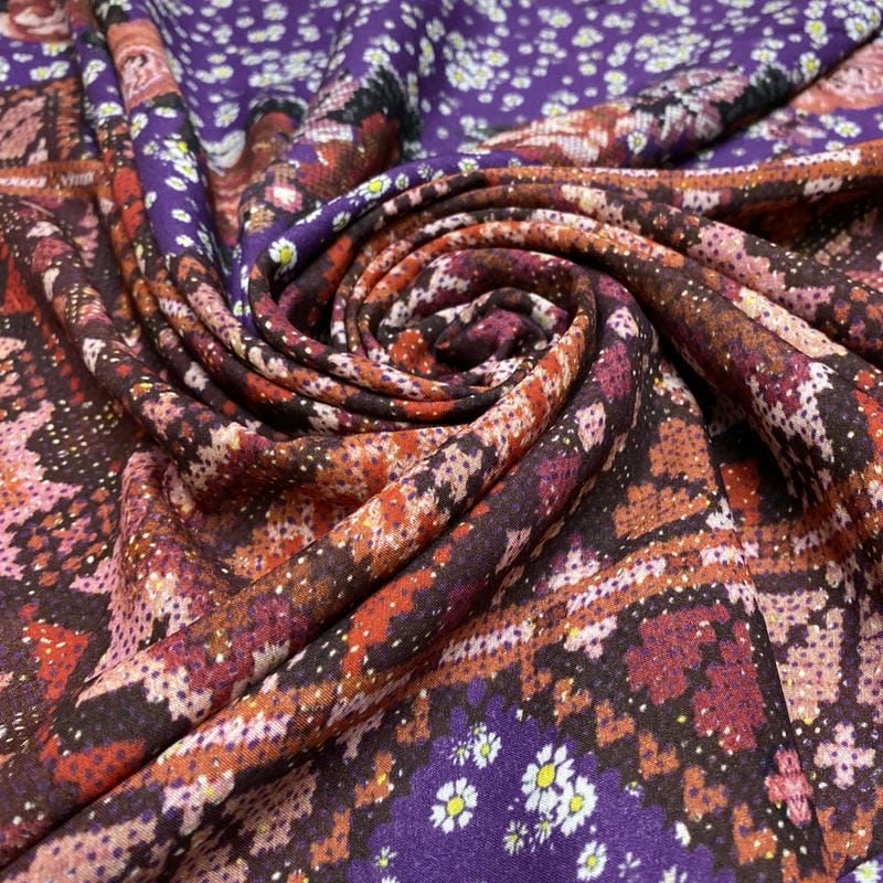 Tecido Viscose Estampada Ponto Cruz • Luema Tecidos