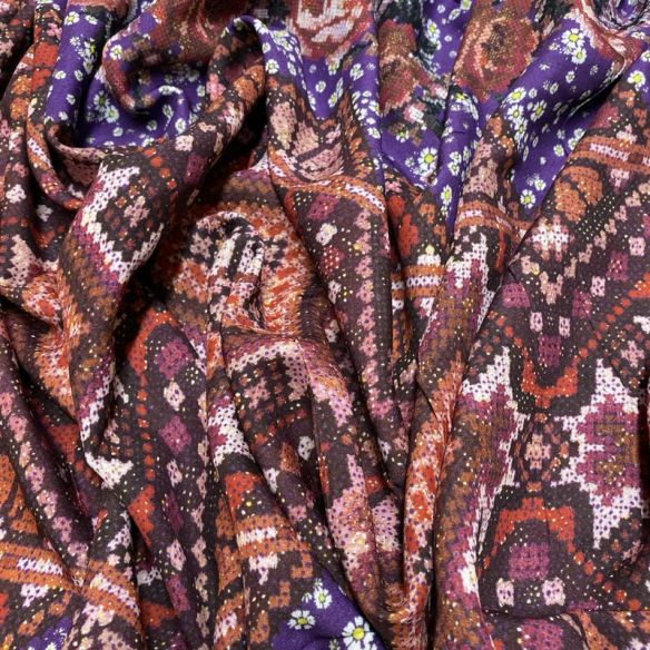 Tecido Viscose Estampada Ponto Cruz • Luema Tecidos