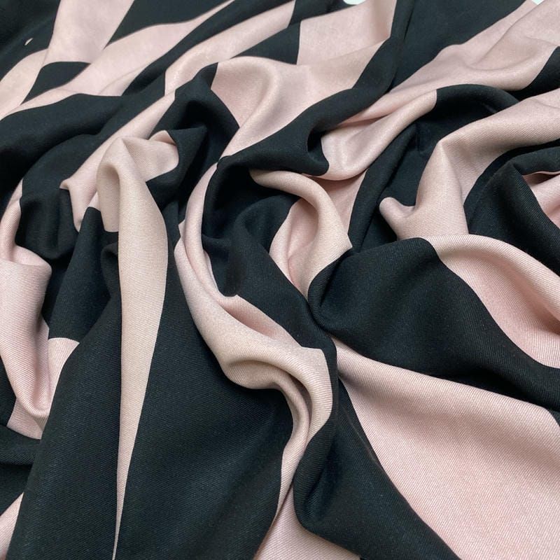 Tecido Viscose Listrado Rosa Nude e Preto • Luema Tecidos