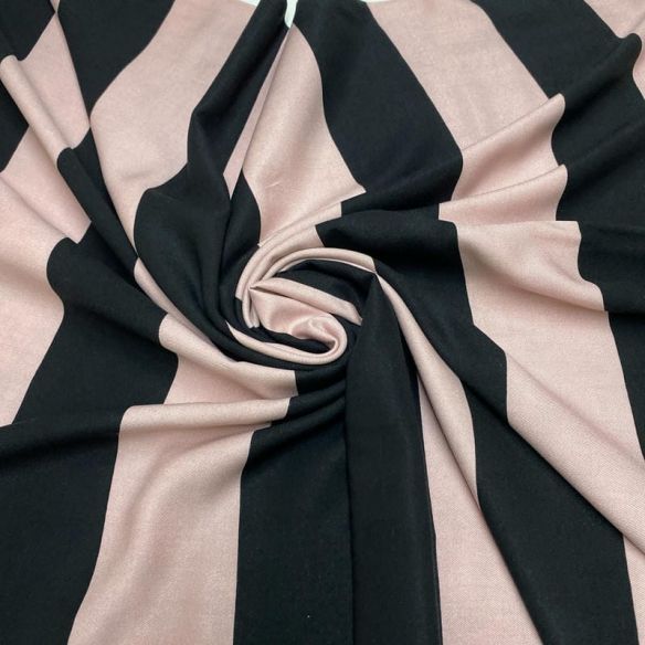 Tecido Viscose Listrado Rosa Nude e Preto • Luema Tecidos