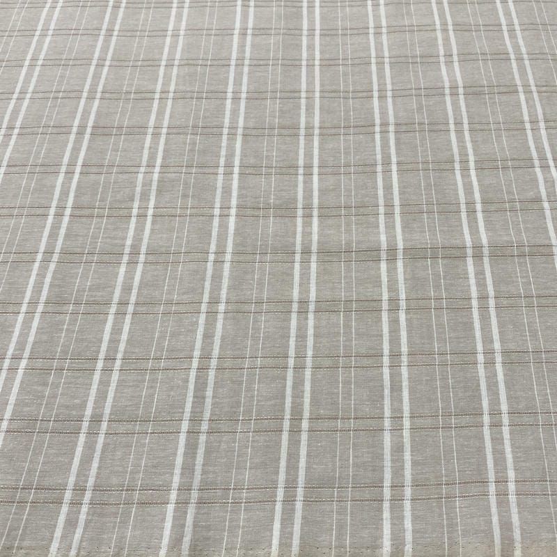 Tecido Linho Misto Listrado Branco e Crú • Luema Tecidos