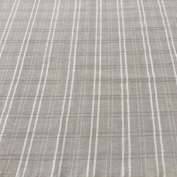 Tecido Linho Misto Listrado Branco e Crú • Luema Tecidos