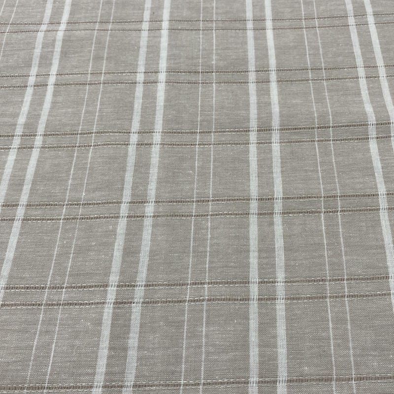 Tecido Linho Misto Listrado Branco e Crú • Luema Tecidos