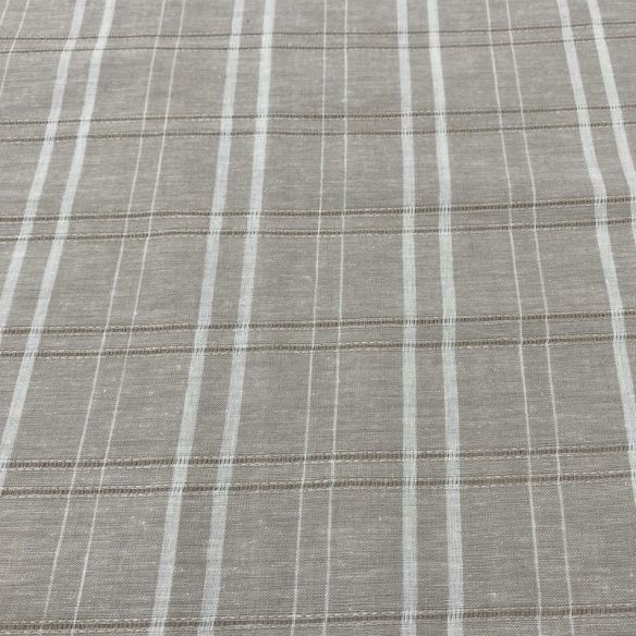 Tecido Linho Misto Listrado Branco e Crú • Luema Tecidos