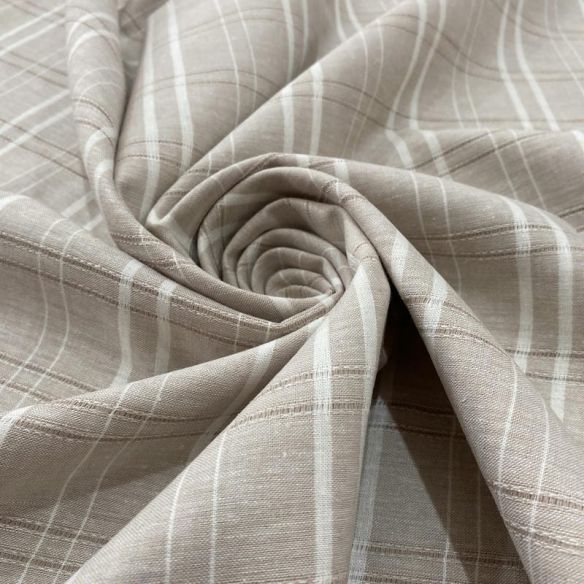 Tecido Linho Misto Listrado Branco e Crú • Luema Tecidos