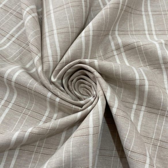Tecido Linho Misto Listrado Branco e Crú • Luema Tecidos