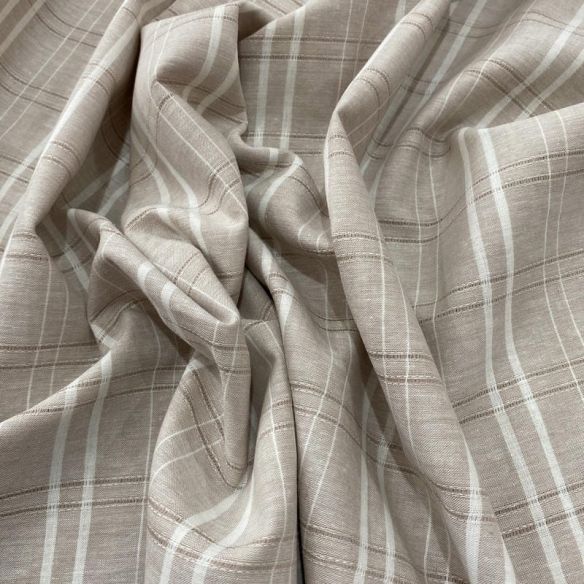 Tecido Linho Misto Listrado Branco e Crú • Luema Tecidos