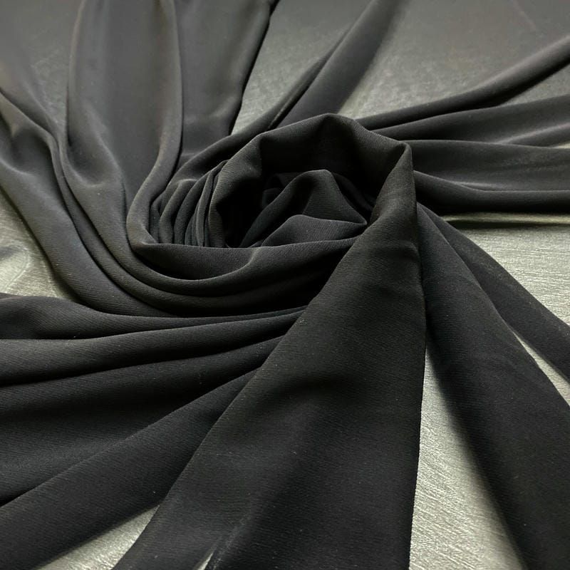 Tecido Musseline Liso Preto • Luema Tecidos