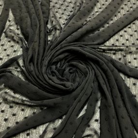 Tecido Musseline Liso Preto Poá • Luema Tecidos