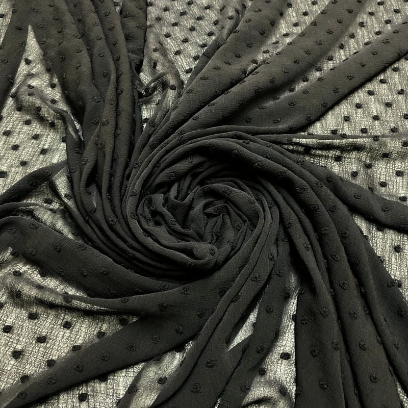 Tecido Musseline Liso Preto Poá