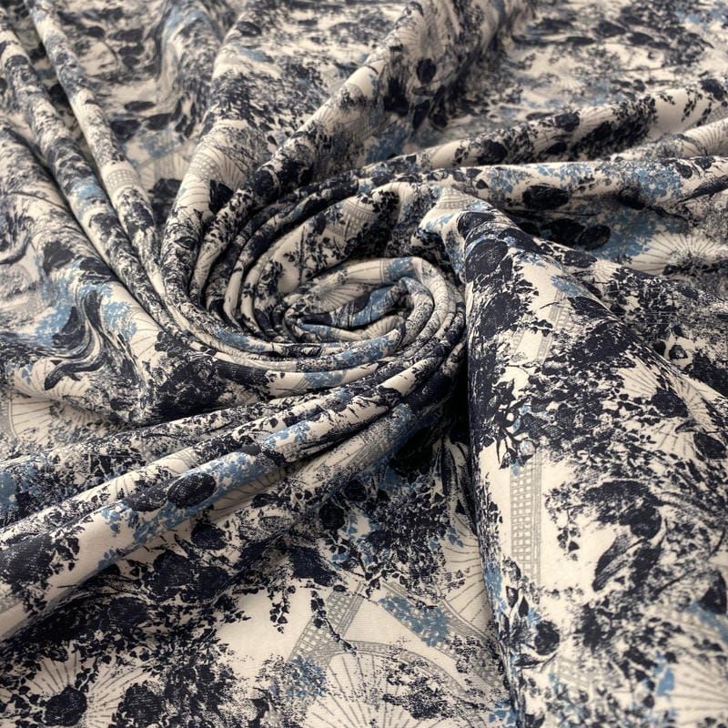 Tecido Viscolycra Estampada Floral Abstrato • Luema Tecidos