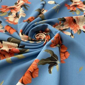 Tecido Neoprene Estampada Floral Azul • Luema Tecidos 2