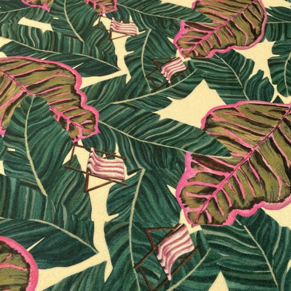 Tecido Neoprene Estampada Folhagens Verde • Luema Tecidos