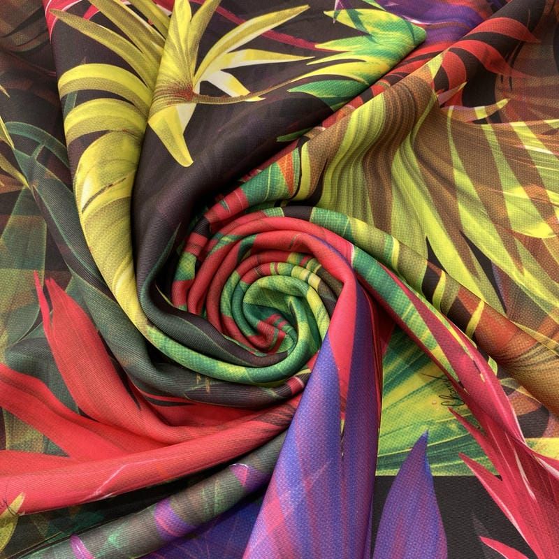 Tecido Neoprene Estampada Folhagens Colorido