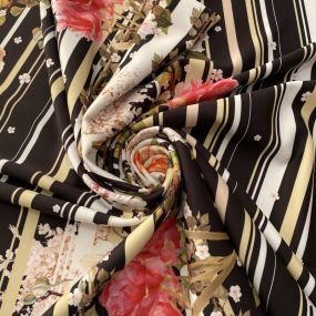 Tecido Neoprene Listrado Rosas • Luema Tecidos