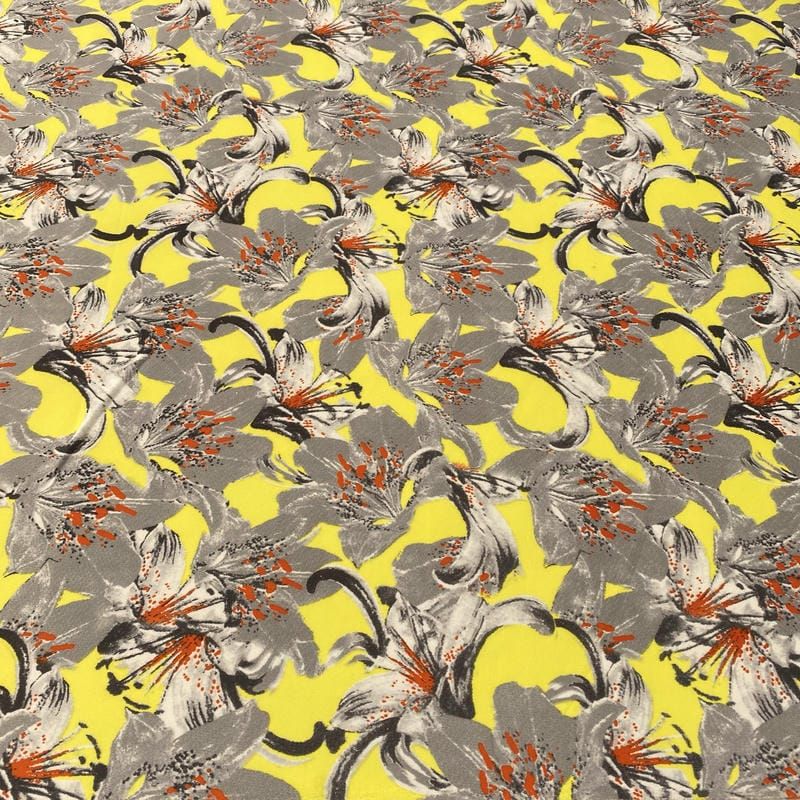 Tecido Neoprene Estampada Floral Amarelo • Luema Tecidos